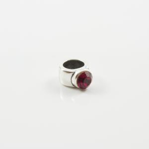 Grommet Silver Crystal Red 1x0.8cm