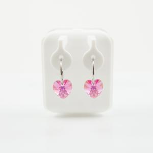Earrings Titanium Heart Pink