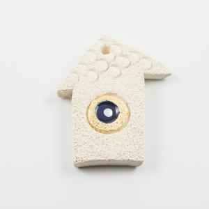 Ceramic House-Eye Blue 6x4.5cm