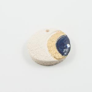 Ceramic Eye Ivory-Blue 4.3cm