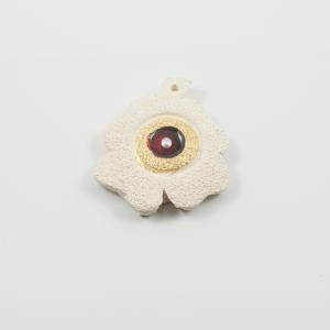 Clover-Eye Ivory-Red 6x5cm