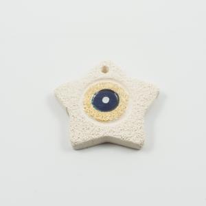 Ceramic Star-Eye Ivory-Blue 5x5cm