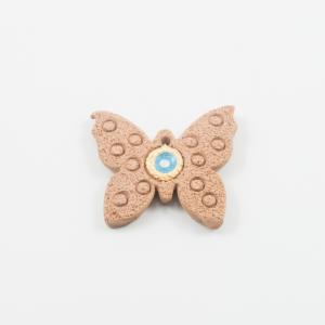 Πεταλούδα-Μάτι Μπεζ-Γαλάζιο 4.5x4cm