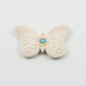 Πεταλούδα-Μάτι Ιβουάρ-Γαλάζιο 8x5cm