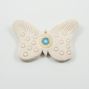 Πεταλούδα-Μάτι Ιβουάρ-Γαλάζιο 11x7cm