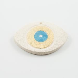 Κεραμικό Μάτι Ιβουάρ-Γαλάζιο 8x5.8cm