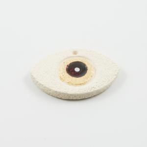Κεραμικό Μάτι Ιβουάρ-Κόκκινο 6x3.8cm