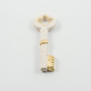 Κεραμικό Κλειδί Ιβουάρ-Χρυσό 9x3.5cm