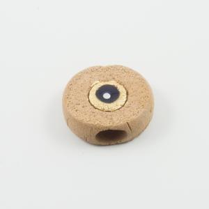 Ceramic Beige Flat Eye Red 3.5cm