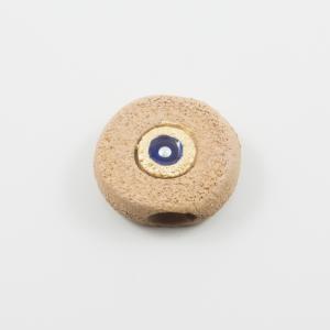 Ceramic Beige Flat Eye Blue 3.5cm