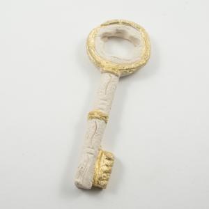 Ceramic Key Ivory-Gold 12.2x4.5cm