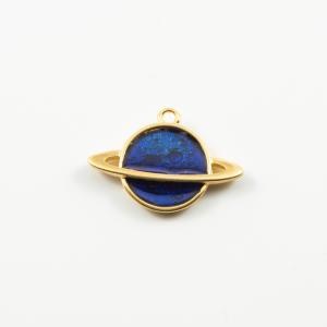 Saturn Gold Enamel Blue 2.2x1.6cm