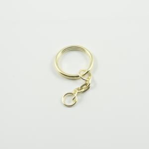 Key Ring Hoop Gold with Chain 2.5cm
