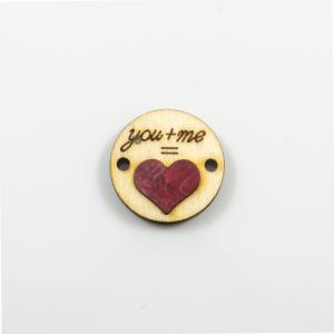 Wooden "you+me" Heart 2cm