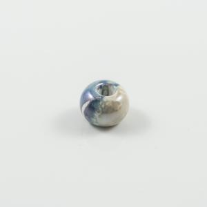 Κεραμική Χάντρα Μπλε-Ιβουάρ 1x0.8cm