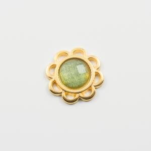 Flower Gold Crystal Mint 1.5cm