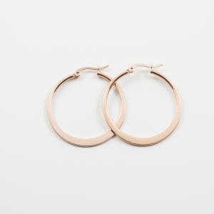 Steel  Earring Flat Pink Gold Plated 3cm