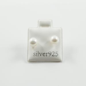 Σκουλαρίκι Πέρλα Λευκή 6mm