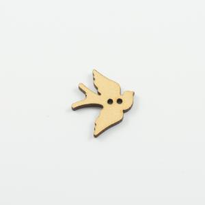 Wooden Button Swallow Gold