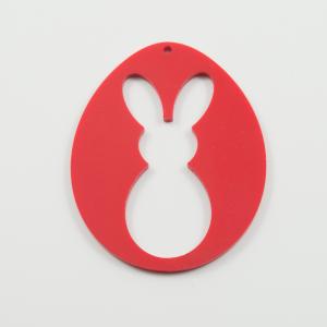 Egg Bunny Red 6x4.5cm