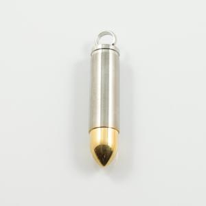 Steel Bullet Silver Gold 5x1cm