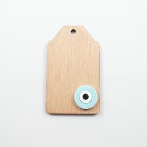 Wooden Plate Eye Light Blue 4.7x8cm