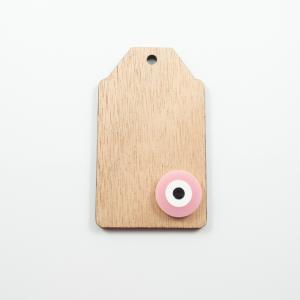 Wooden Plate Eye Pink 4.7x8cm
