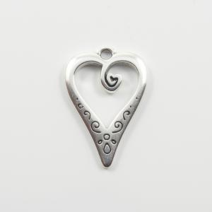 Metal Heart Silver 2.5x1.7cm