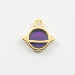 Saturn Gold Enamel Purple 0.9x1cm