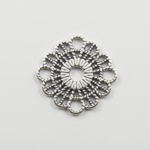 Perforated Flower Silver 2.6cm