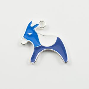 Metalic Pendant Donkey Enamel Blue