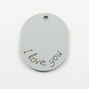 Wooden Pendant "I love you" GrayΞύλιν