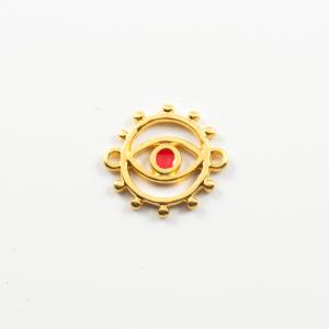 Metalic Eye Gold Red Enamel