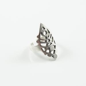 Metallic Perforated Ring Silver 2x2cm