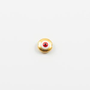 Μάτι Χρυσό Σμάλτο Κόκκινο 8mm