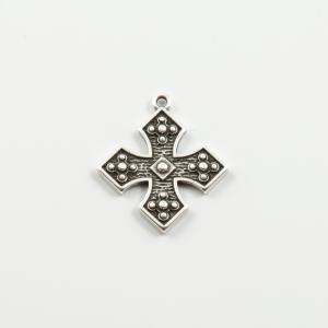 Metallic Cross Silver 2.8x2.4cm