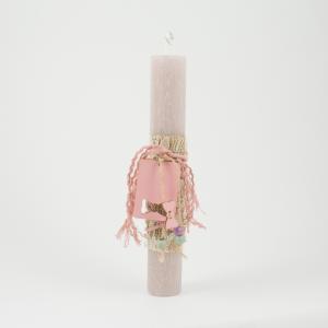 Candle Beige Wooden Motif Bow
