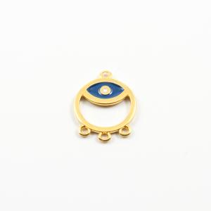 Gold Plated Eye Blue Enamel 2.1x1.5cm