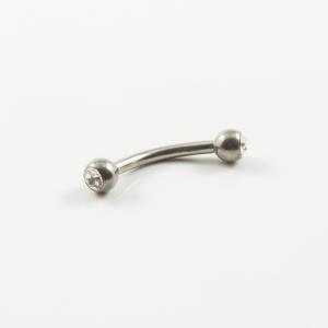 Μπάρα Τιτανίου Καμπύλη Στρας Ασημί