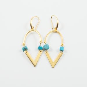 Earring Gold Turquoise Beads