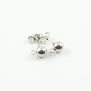 Steel Base Earring Marble 6mm