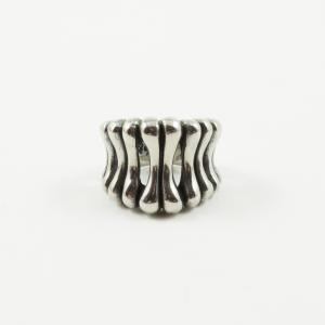 Steel Ring Bones Silver