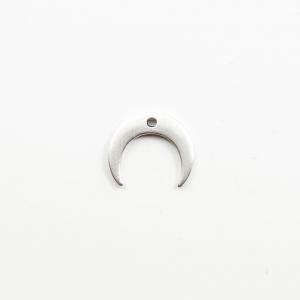 Μetallic Crescent Pendant Silver