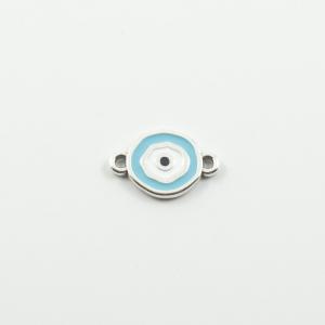 Μάτι Ασημί Σμάλτο Γαλάζιο 2.2x1.4cm