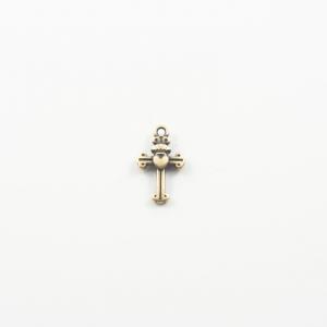 Metallic Cross- Heart Bronze