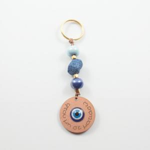 Keyring Ceramic Beads Wooden Eye