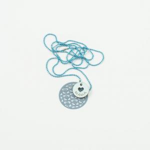 Necklace Chain Spheres "MAMA" Light Blue