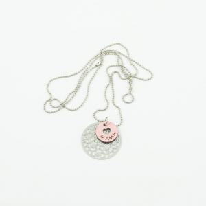 Necklace Chain Spheres "MAMA" Pink