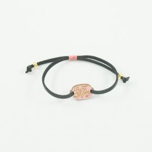 Βραχιόλι Δέρμα Μαύρο "Best Mom"