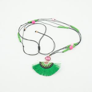 Necklace Beads Tassel Green